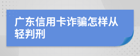 广东信用卡诈骗怎样从轻判刑