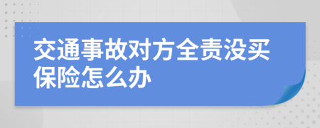 交通事故对方全责没买保险怎么办