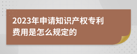 2023年申请知识产权专利费用是怎么规定的