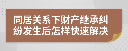 同居关系下财产继承纠纷发生后怎样快速解决