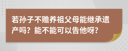 若孙子不赡养祖父母能继承遗产吗？能不能可以告他呀？