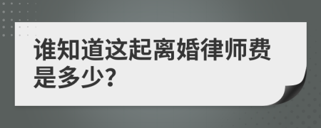 谁知道这起离婚律师费是多少？