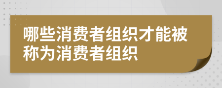 哪些消费者组织才能被称为消费者组织