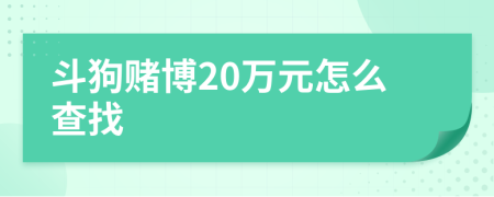 斗狗赌博20万元怎么查找