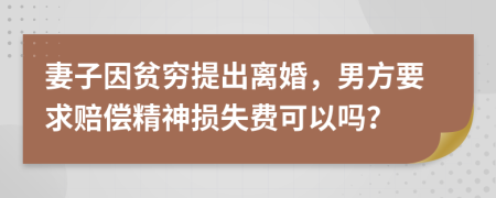 妻子因贫穷提出离婚，男方要求赔偿精神损失费可以吗？