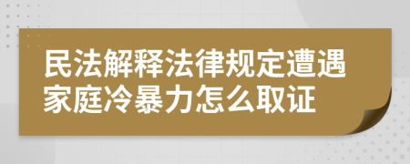 民法解释法律规定遭遇家庭冷暴力怎么取证