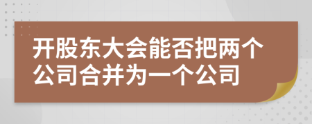 开股东大会能否把两个公司合并为一个公司