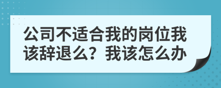 公司不适合我的岗位我该辞退么？我该怎么办