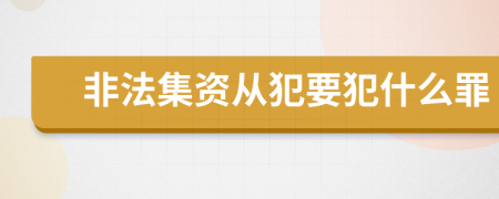 非法集资从犯要犯什么罪