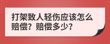 打架致人轻伤应该怎么赔偿？赔偿多少？