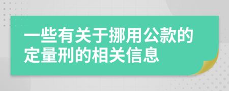 一些有关于挪用公款的定量刑的相关信息