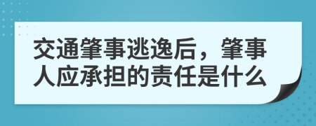 交通肇事逃逸后，肇事人应承担的责任是什么