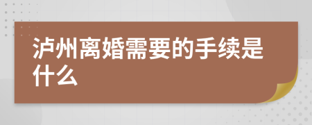 泸州离婚需要的手续是什么