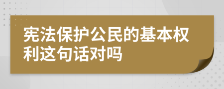 宪法保护公民的基本权利这句话对吗