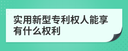 实用新型专利权人能享有什么权利