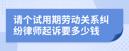 请个试用期劳动关系纠纷律师起诉要多少钱