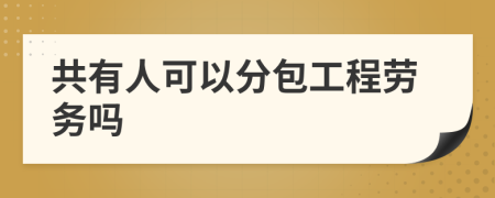 共有人可以分包工程劳务吗