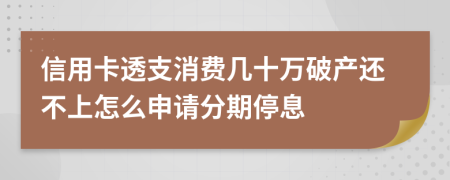 信用卡透支消费几十万破产还不上怎么申请分期停息