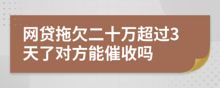 网贷拖欠二十万超过3天了对方能催收吗