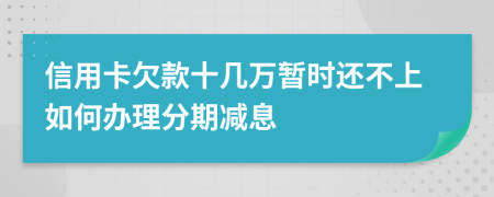 信用卡欠款十几万暂时还不上如何办理分期减息