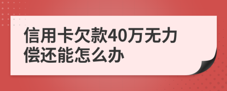 信用卡欠款40万无力偿还能怎么办