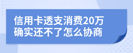 信用卡透支消费20万确实还不了怎么协商