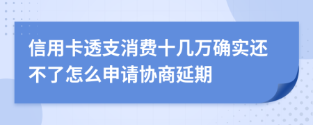 信用卡透支消费十几万确实还不了怎么申请协商延期