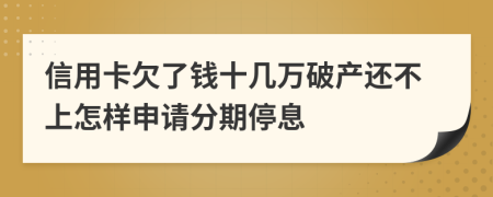 信用卡欠了钱十几万破产还不上怎样申请分期停息