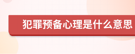 犯罪预备心理是什么意思