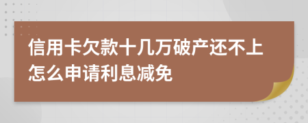 信用卡欠款十几万破产还不上怎么申请利息减免