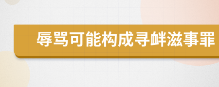 辱骂可能构成寻衅滋事罪