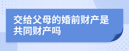 交给父母的婚前财产是共同财产吗