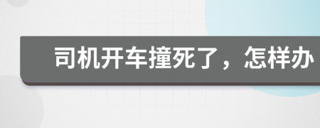 司机开车撞死了，怎样办
