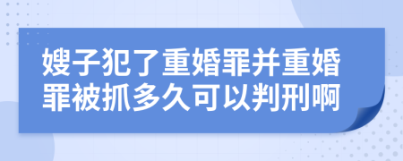 嫂子犯了重婚罪并重婚罪被抓多久可以判刑啊