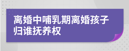 离婚中哺乳期离婚孩子归谁抚养权