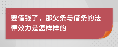 要借钱了，那欠条与借条的法律效力是怎样样的