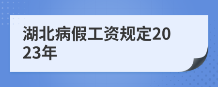 湖北病假工资规定2023年