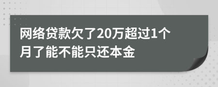 网络贷款欠了20万超过1个月了能不能只还本金