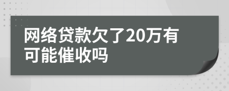 网络贷款欠了20万有可能催收吗