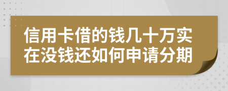 信用卡借的钱几十万实在没钱还如何申请分期