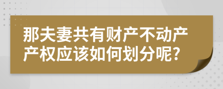 那夫妻共有财产不动产产权应该如何划分呢?