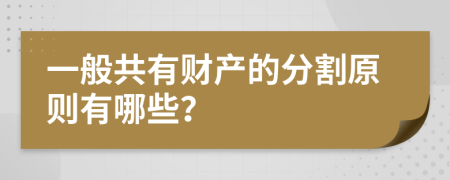 一般共有财产的分割原则有哪些？