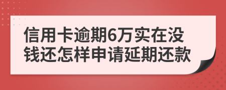 信用卡逾期6万实在没钱还怎样申请延期还款