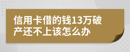 信用卡借的钱13万破产还不上该怎么办