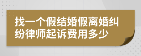 找一个假结婚假离婚纠纷律师起诉费用多少