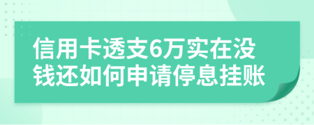 信用卡透支6万实在没钱还如何申请停息挂账