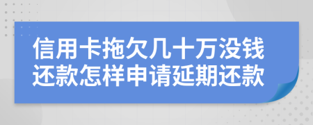 信用卡拖欠几十万没钱还款怎样申请延期还款