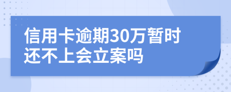 信用卡逾期30万暂时还不上会立案吗