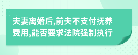 夫妻离婚后,前夫不支付抚养费用,能否要求法院强制执行