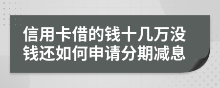 信用卡借的钱十几万没钱还如何申请分期减息